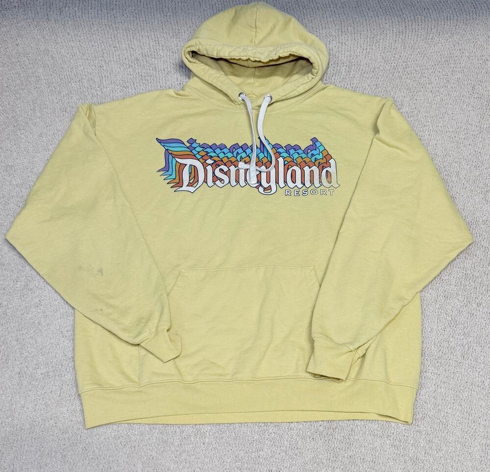Disneyland Resort Hoodie Large Yellow Multicolor Logo L